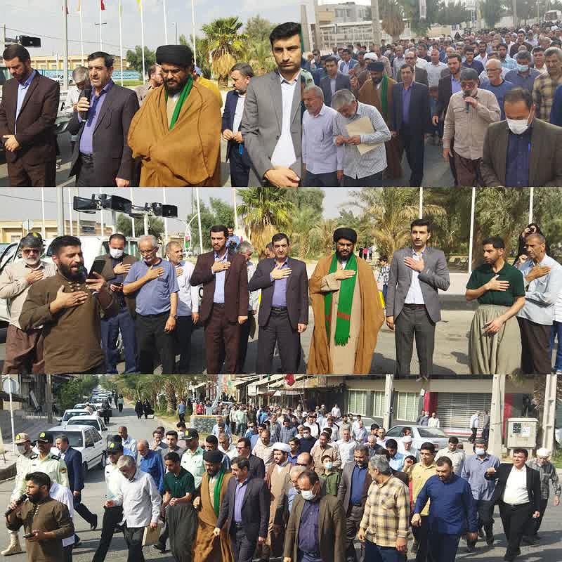 «راهپیمایی مردم ولایتمدار و انقلابی مهران برای محکوم کردن جنایت تروریستی در حرم شاهچراغ شیراز برگزار شد